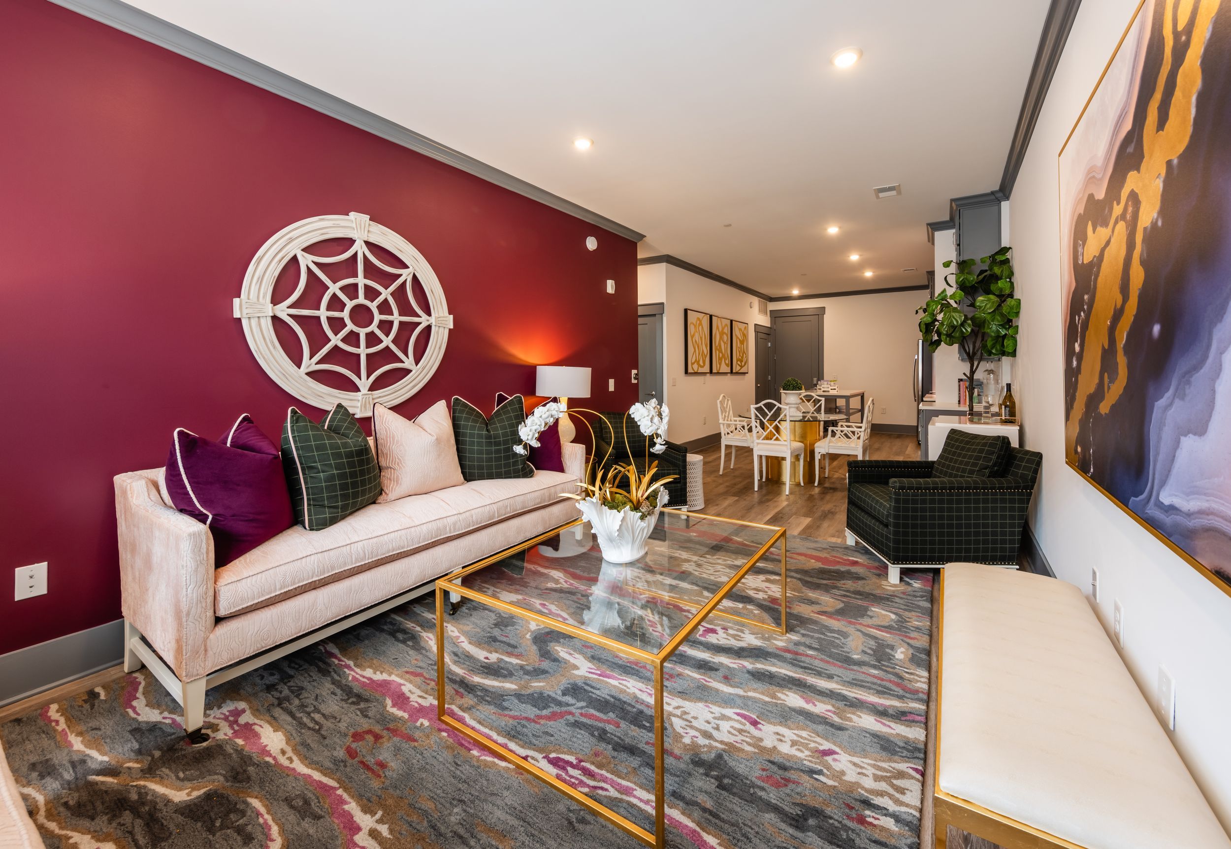 Wine room space at Providence Row Apartments with seating