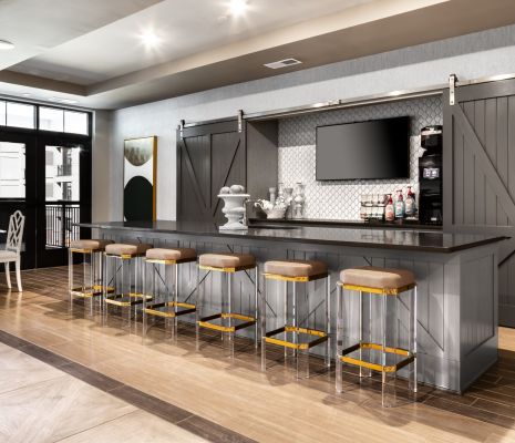 chef-inspired catering kitchen with kitchen island barstool seating