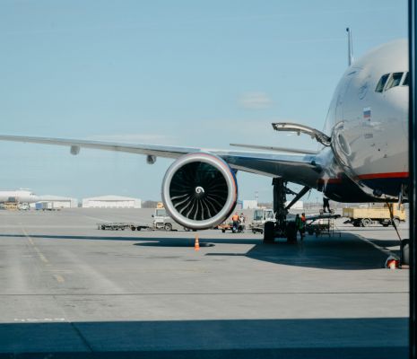 Close up of plane at the Charlotte, NC airport