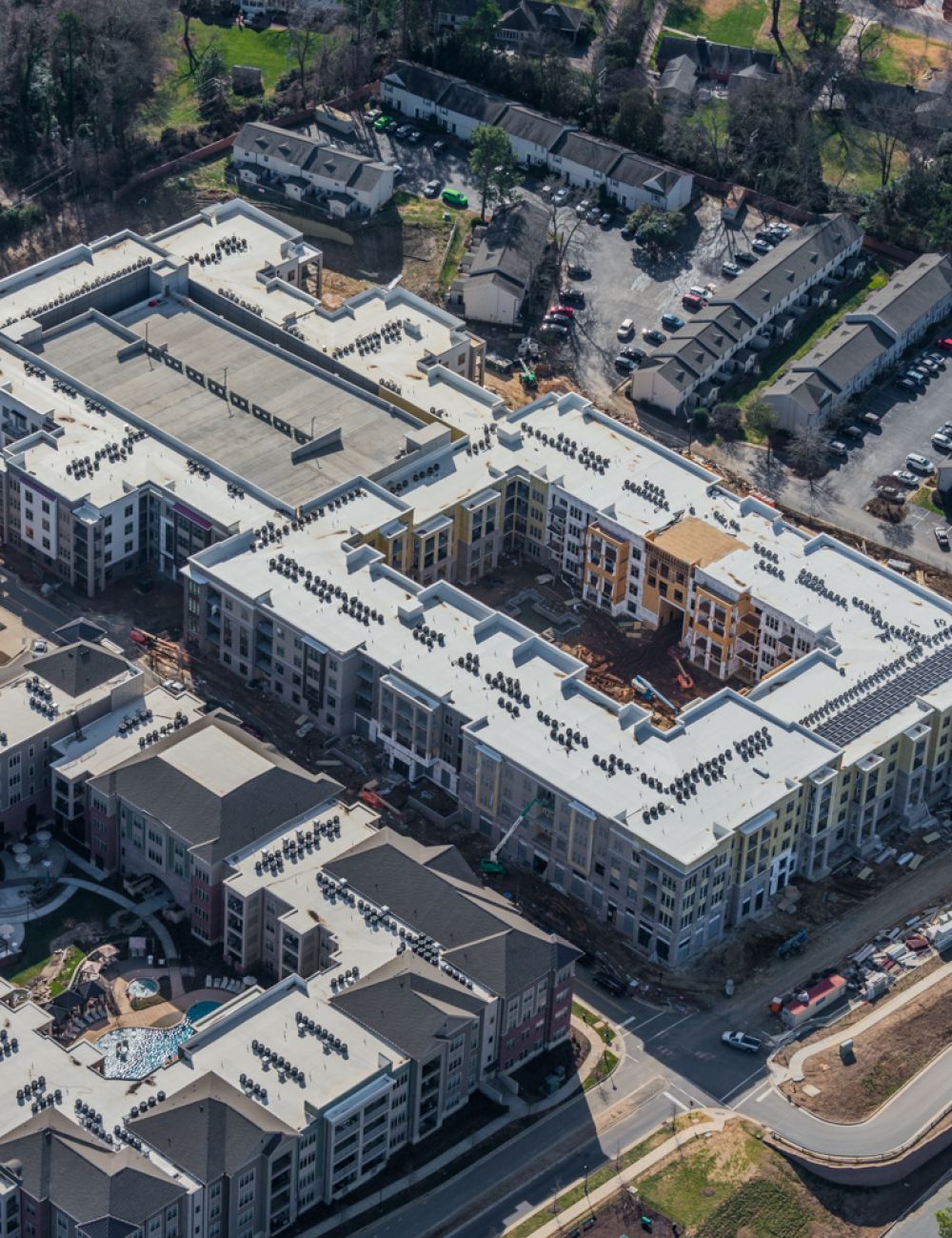 Construction aerial of Providence Row Apartments Phase II