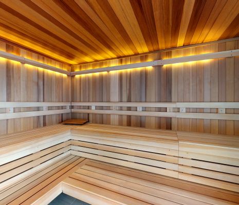 Interior of sauna at Providence Row Apartments