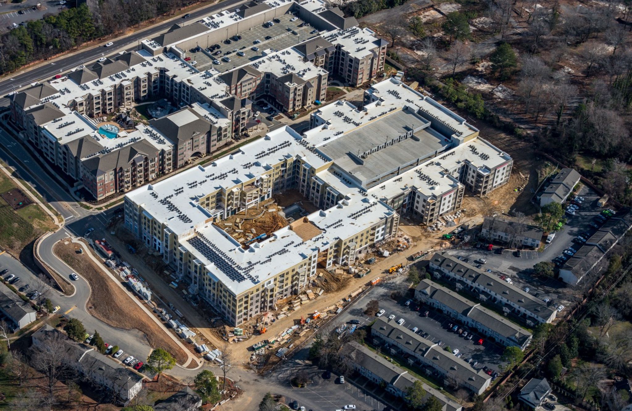 construction aerial of Phase II apartments coming to Providence Row in Charlotte, NC